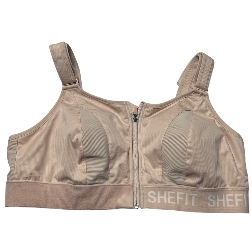 SHEFIT Ultimate Sports Bra 4Luxe Sand Beige High Impact Front Zip